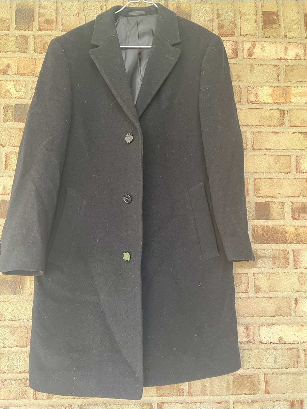 Calvin Klein Men’s Black Wool Cashmere Blend Long Overcoat Size 38R